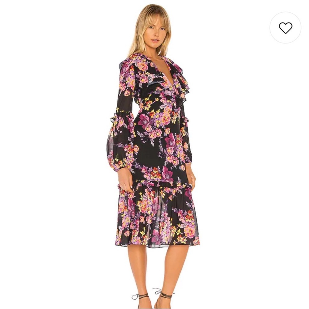 Amanda Uprichard Talulah Midi Dress in Evening Blossom Floral Print Size Small - Picture 5 of 15